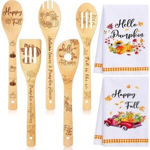 Minatee 7 Pcs Fall Kitchen Decor‎ Set, Including 2 Pcs Autumn Kitchen Towels